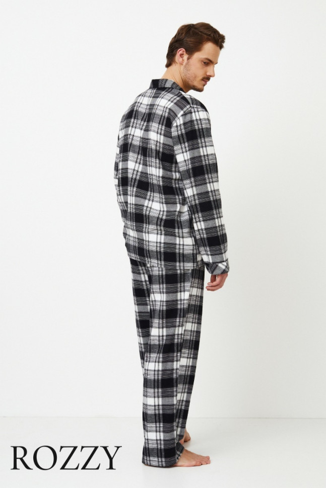 Пижама мужская фланелевая Aruelle James черный/белый