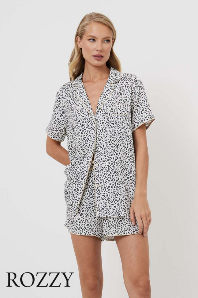 Пижама вискозная с шортами Aruelle Beatrich серый