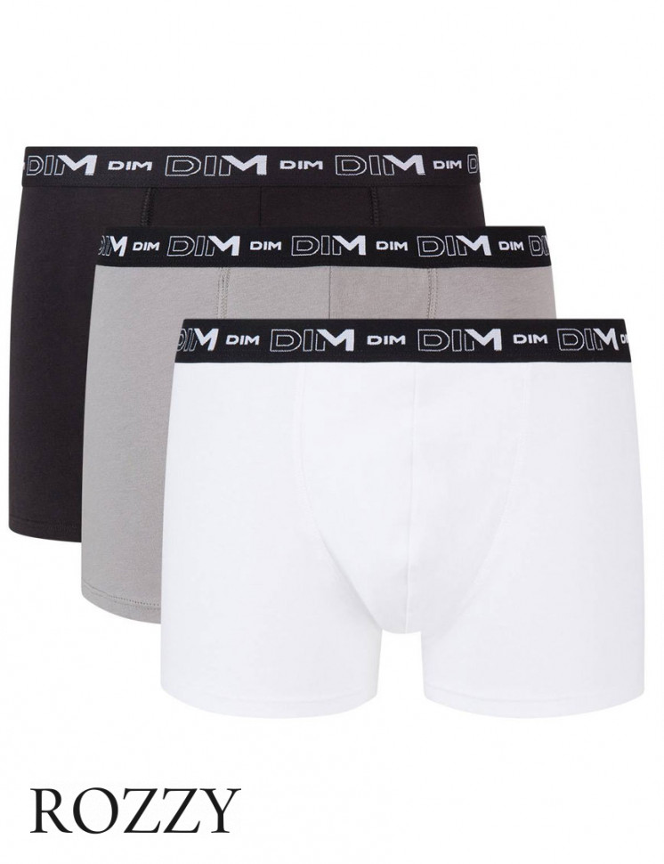 Трусы шорты мужские DIM 6596/3 белый/серый/черный (уп.3шт.)