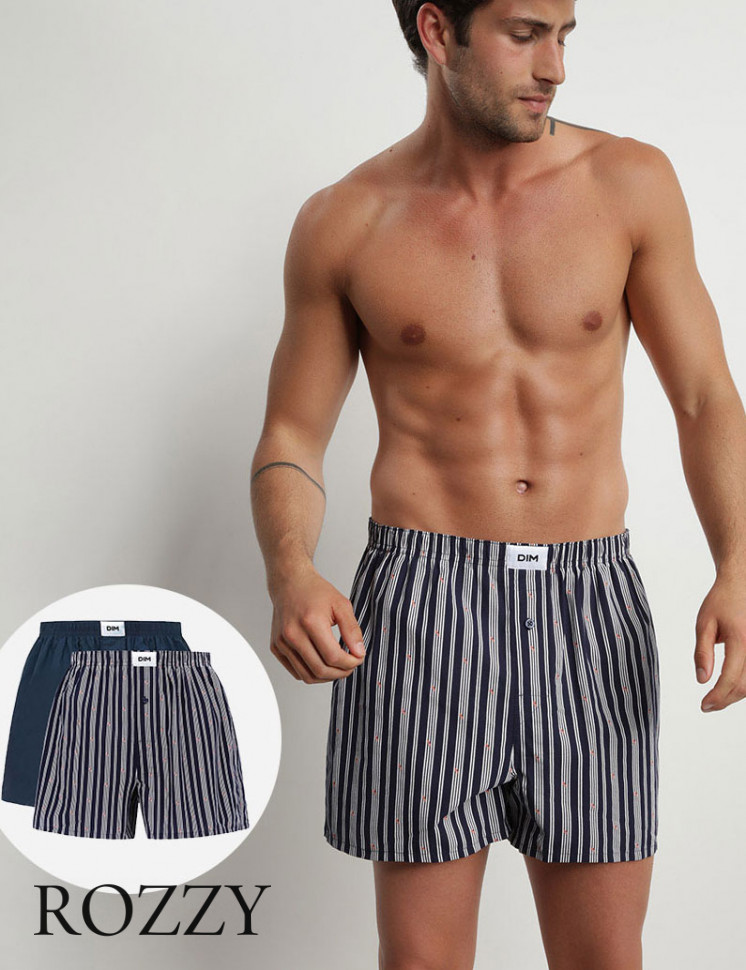 Трусы боксеры мужские DIM 0DI6 полоски/индиго (уп.2шт.)