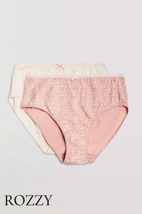 Трусы классика хлопковые Ysabel Mora 19518 пудровый/экрю (уп.2шт.)