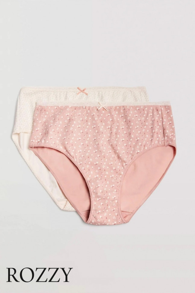 Трусы классика хлопковые Ysabel Mora 19518 пудровый/экрю (уп.2шт.)