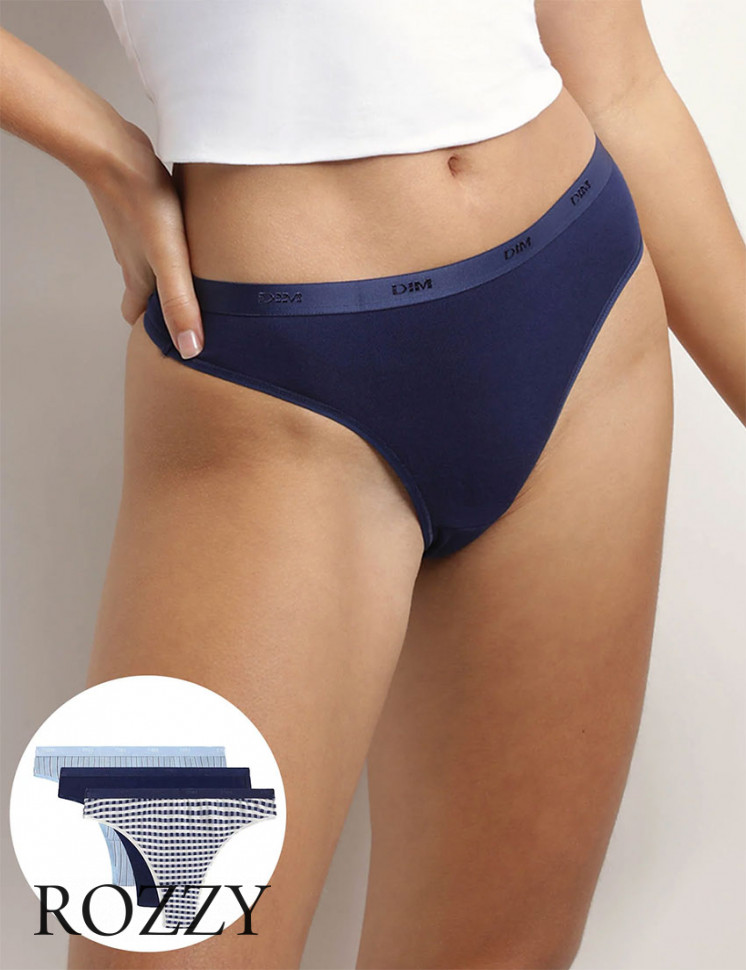 Трусы стринги хлопковые DIM Les Pockets Cotton 4C19 классика (уп.3шт.)