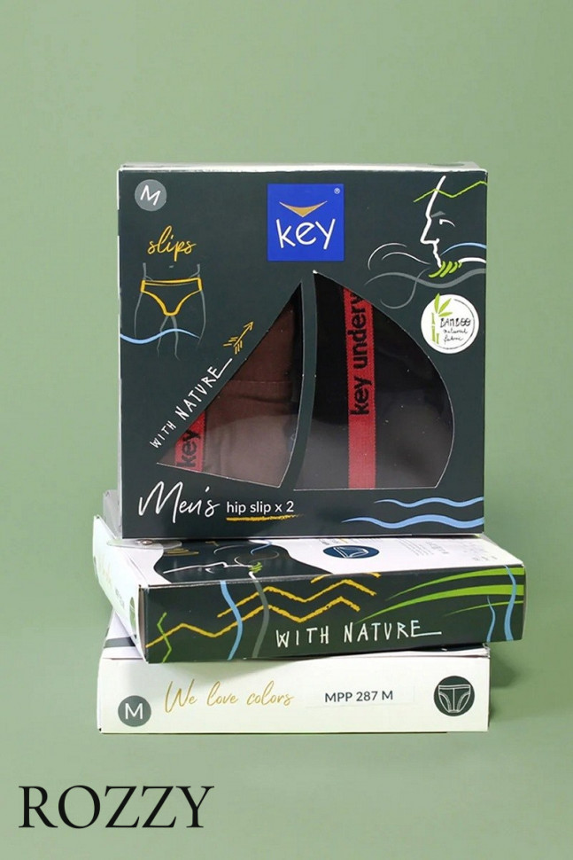 Трусы слипы мужские Key MPP 287 черный/коричневый (уп.2шт.)