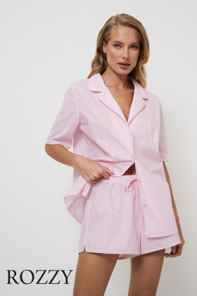 Пижама хлопковая с шортами Aruelle Amorette светло-розовый