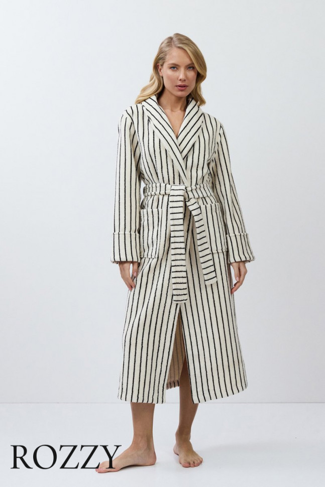 Халат махровый Aruelle Lana кремовый/черный