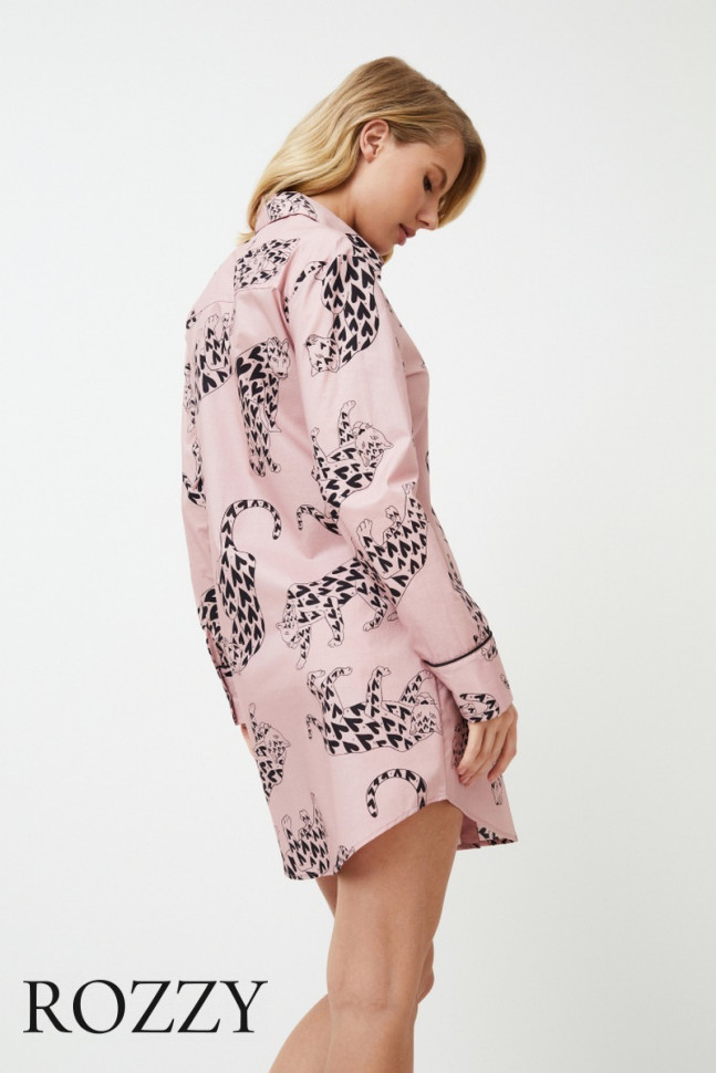 Сорочка хлопковая Aruelle Brenda пыльная роза/черный