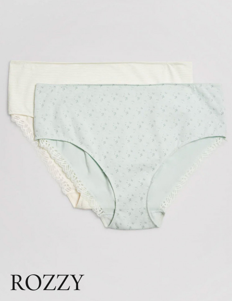 Трусы классика хлопковые Ysabel Mora 19406 светло-голубой/экрю (уп.2шт.)