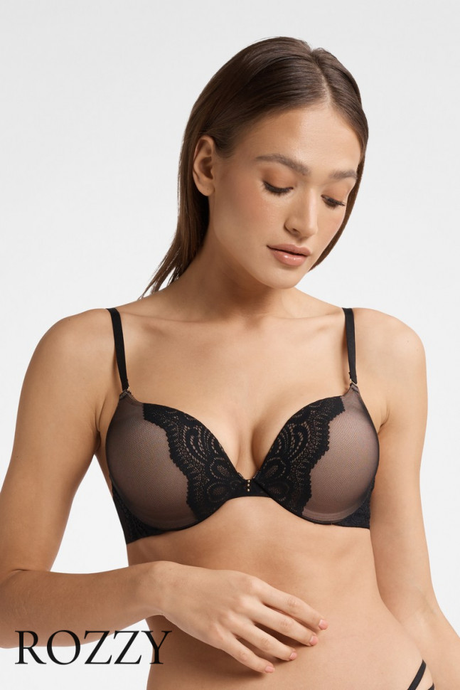 Бюстгальтер планж максимайзер Esotiq Kendra 40533 черно-бежевый