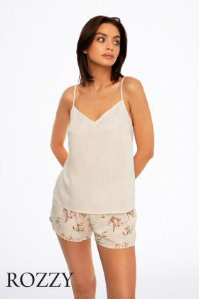 Пижама льняная Esotiq Darby 41226 молочный/принт