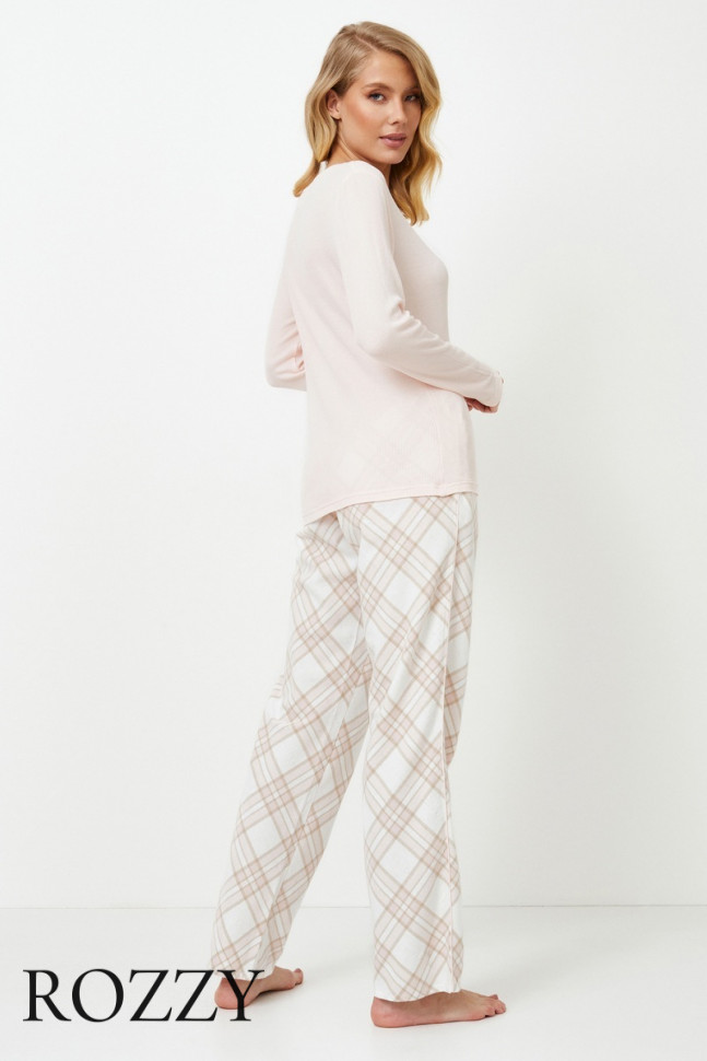 Пижама фланелевая Aruelle Claudia светло-бежевый/молочный