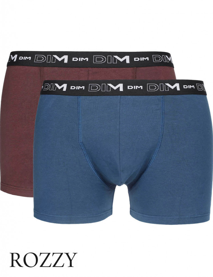 Трусы шорты мужские DIM 6596/2 коричневый/синий (уп.2шт.)