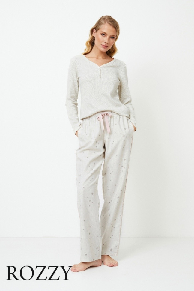 Пижама фланелевая Aruelle Doreen светло-серый