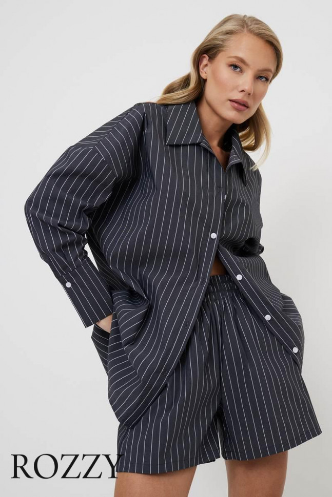 Костюм домашний хлопковый Aruelle Melisande Set графитовый