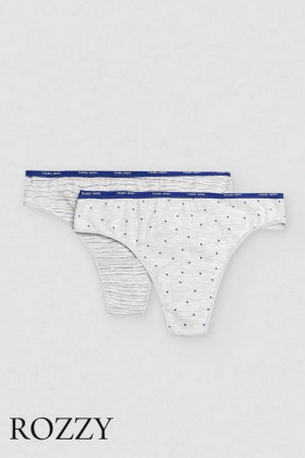 Трусы стринги хлопковые Ysabel Mora 19068 светло-серый (уп.2шт.)