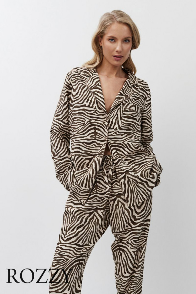 Пижама вискозная Aruelle Elise светло-бежевый/капучино