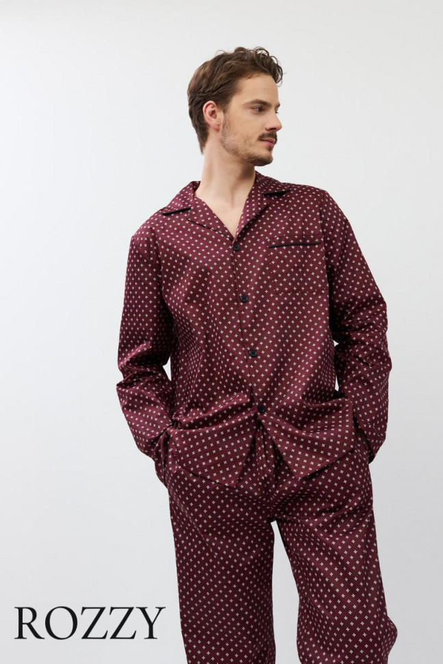 Пижама мужская хлопковая Aruelle Grant бордовый