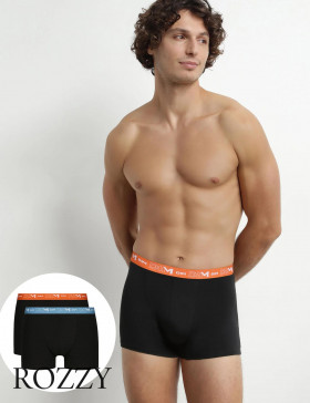 Трусы шорты мужские DIM 6596/2 черный (оранжевый/голубой) (уп.2шт.)