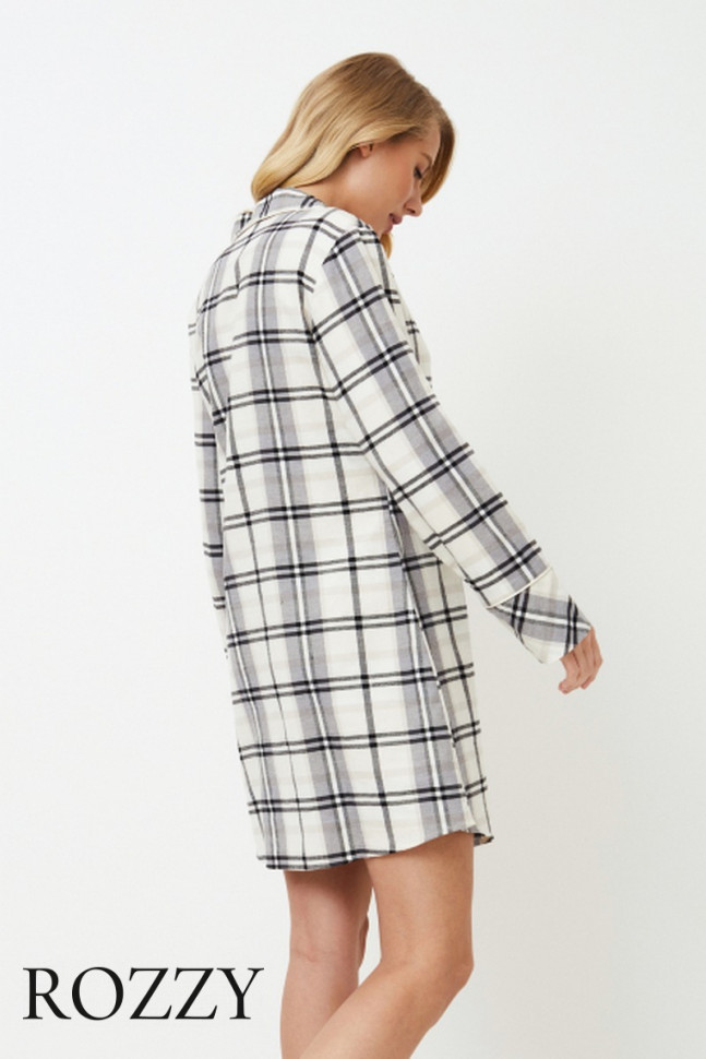 Сорочка фланелевая Aruelle Henrietta серый/молочный