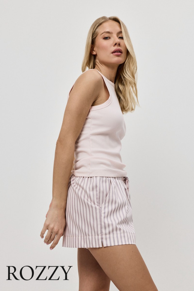 Пижама с шортами Aruelle Elowen светло-розовый/капучино