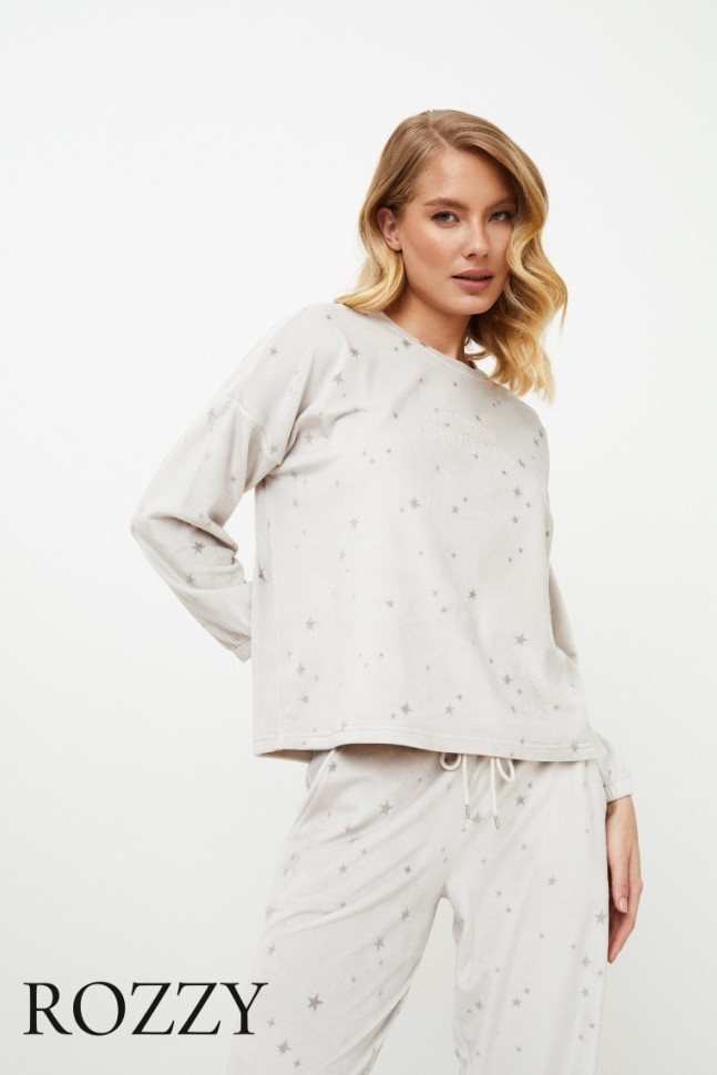 Костюм домашний велюровый Aruelle Meredith светло-серый