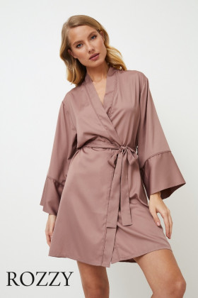 Халат атласный Aruelle Primrose пыльная роза