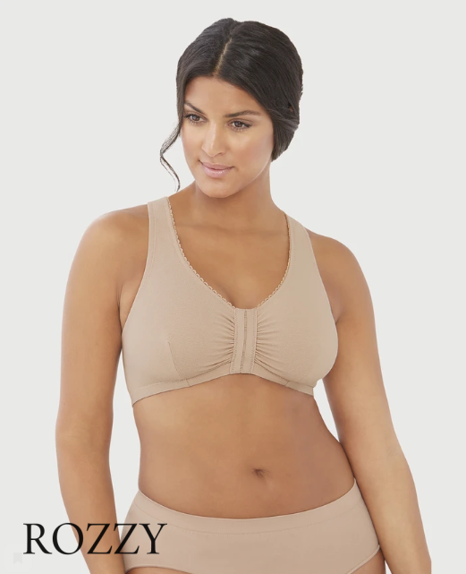 Бюстгальтер рейсербэк без косточек хлопковый спереди застежка Glamorise GI1908 кофе