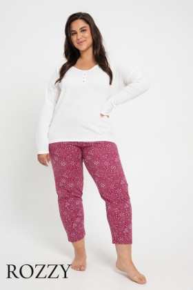 Пижама хлопковая Taro Estella Maxi 2994/3005 кремовый/вишневый